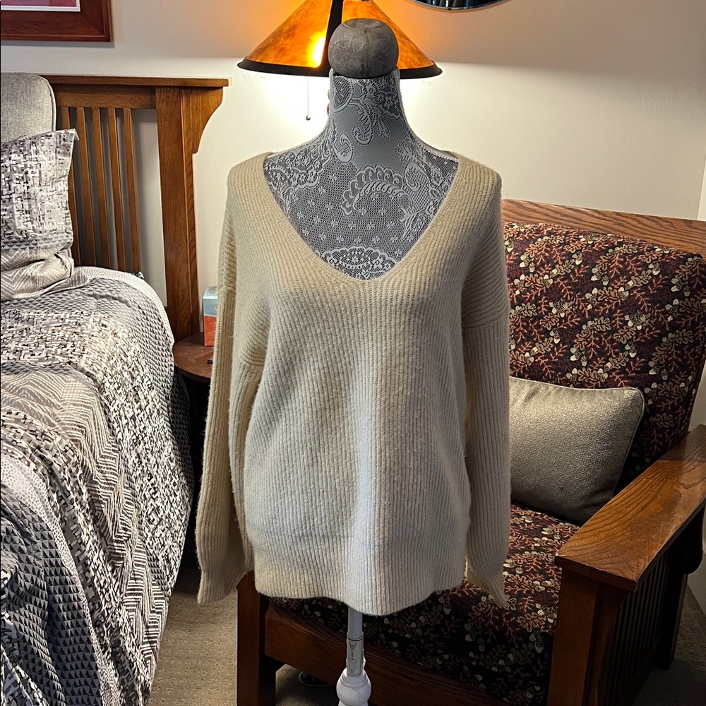 Lulu's Soft Cream Knit Sweater V-Neck